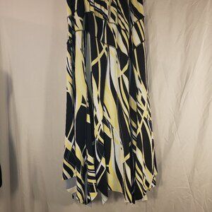 Andrea Quinn Vintage Skirt in Yellow & Black Abstract Print - S/M